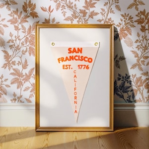 Hand Embroidered Sanfrancisco City Pennant Flag Custom Unique City Name Pennant Flag Vintage Pennant Trending Popular Wall Art Moving gift