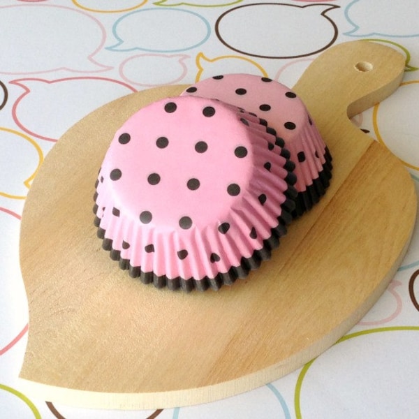 Pink/Dark Brown Polka Dots Standard Cupcake Liner