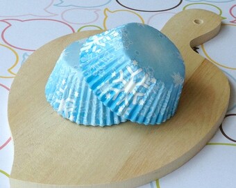 Snow Flakes Icy Blue Cupcake Liners