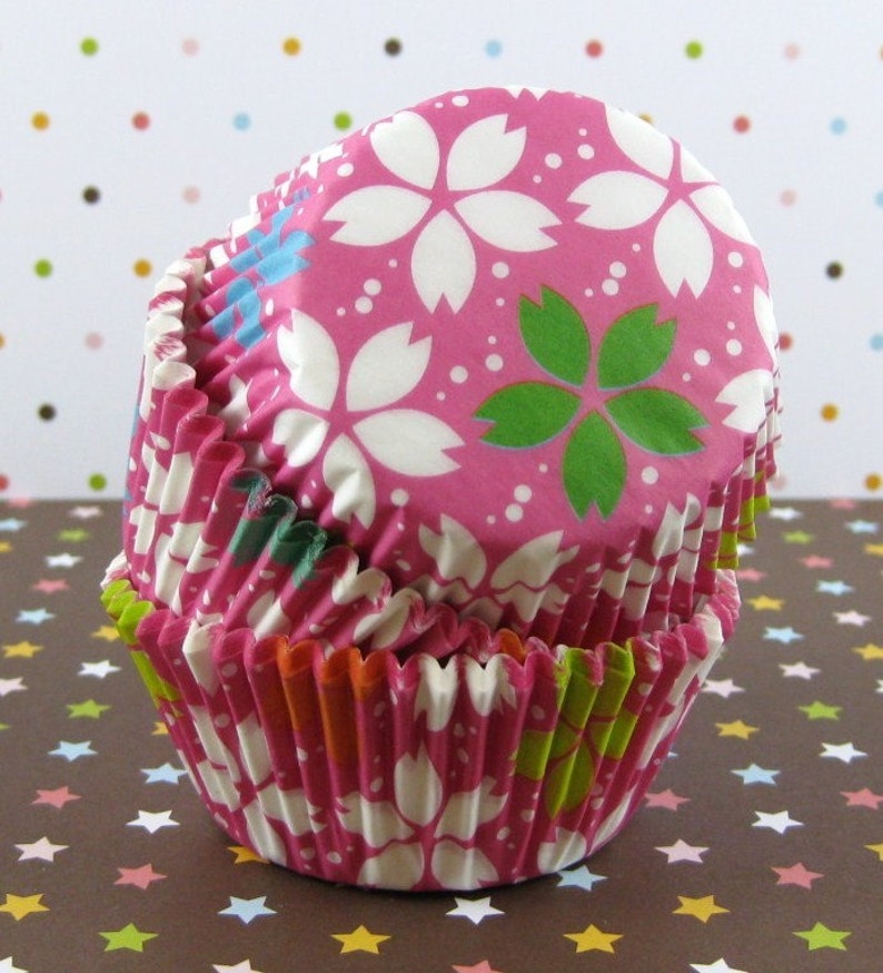 SALE Sakura/Cherry Blossom Hot Pink Standard Cupcake Liners 画像 2