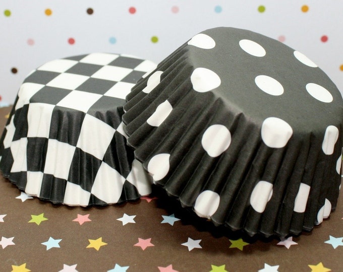 Mix N Match Cupcake Liners Black N White Checkers and Polka Dots Etsy