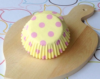 Yellow/Pink Polka Dot Standard Cupcake Liners