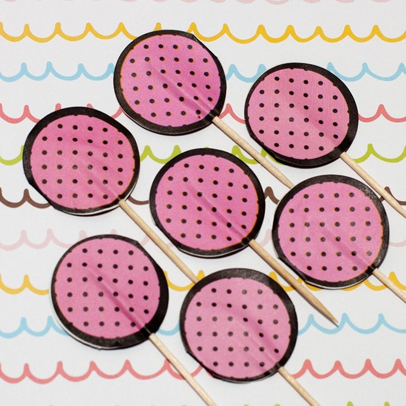 Pink/Dark Brown Polka Dot Cupcake Set image 3