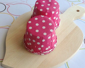 50 Polka Dots Hot Pink Baking Cups