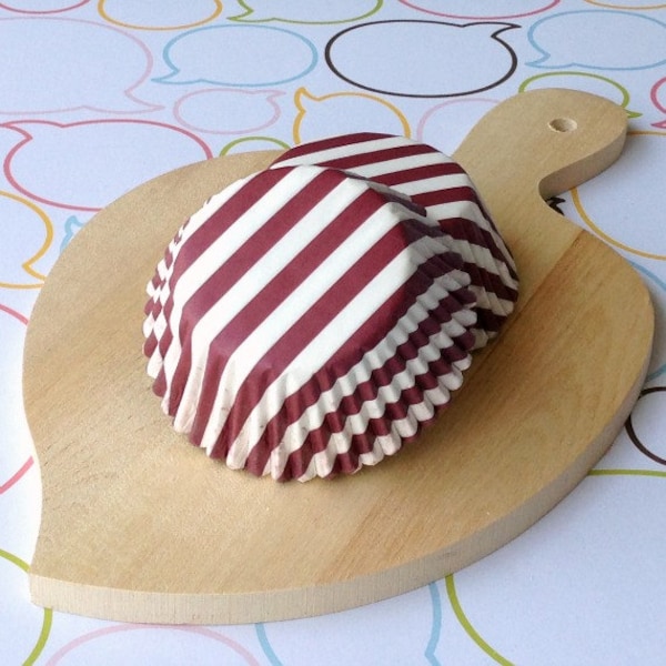 Maroon Stripe Standard Cupcake Liners