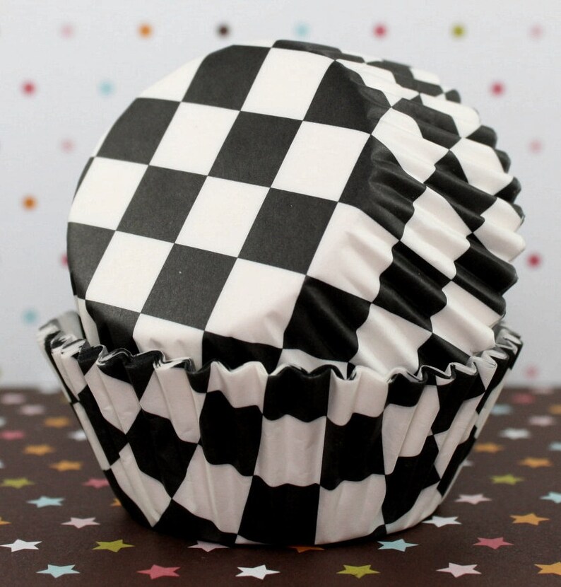 Black & White Checkers Standard Cupcake Liners Etsy