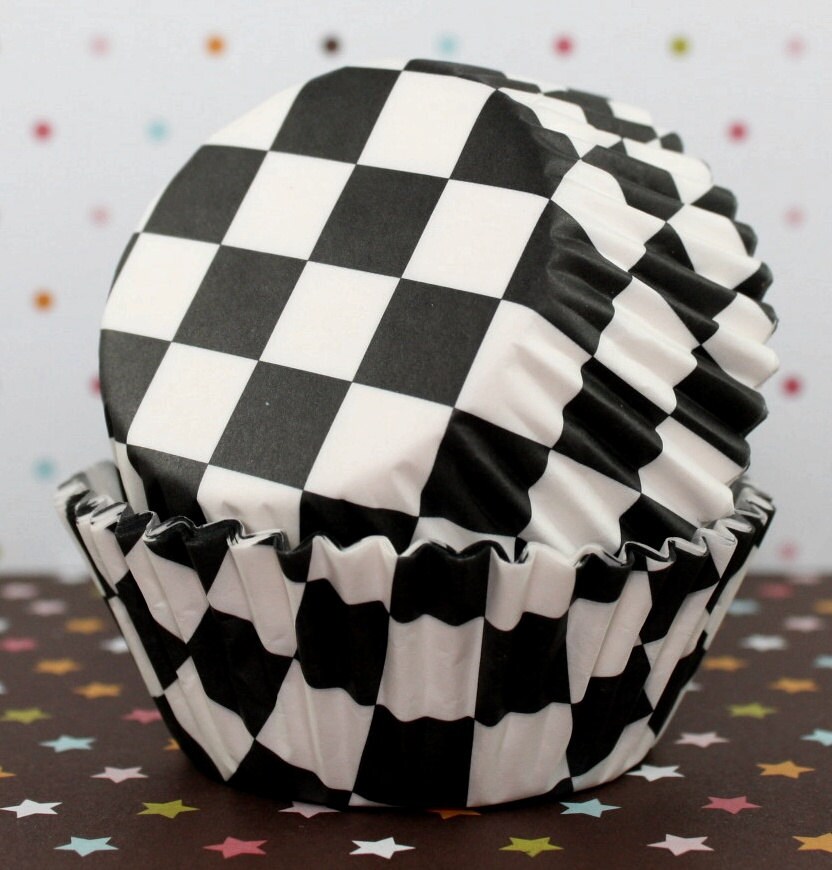 Black & White Checkers Standard Cupcake Liners Etsy