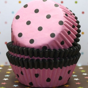 Pink/Dark Brown Polka Dot Cupcake Set image 2