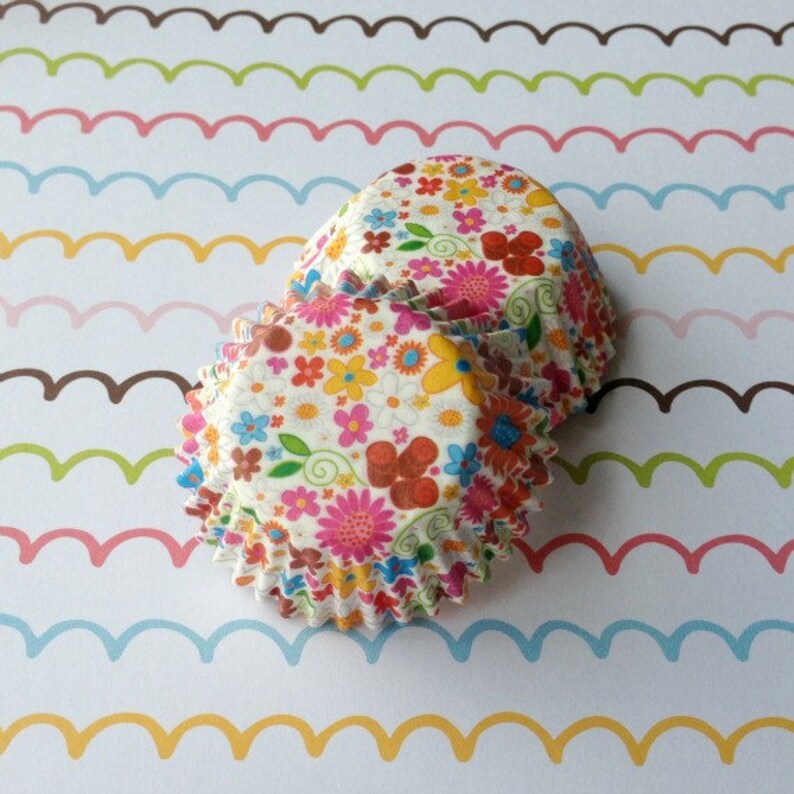 SALE Mini Floral Cupcake Liners Etsy
