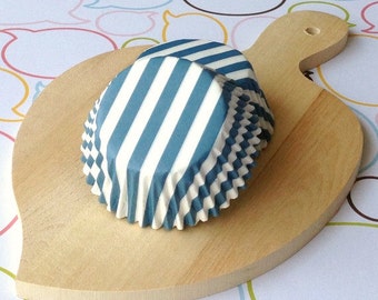 Gray Blue Stripe Standard Cupcake Liners