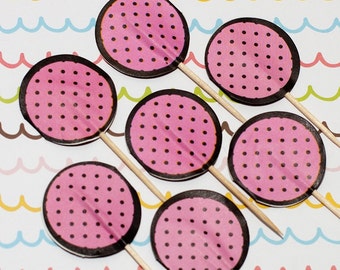 SALE - Fun Pix - Pink/Dark Brown Polka Dots