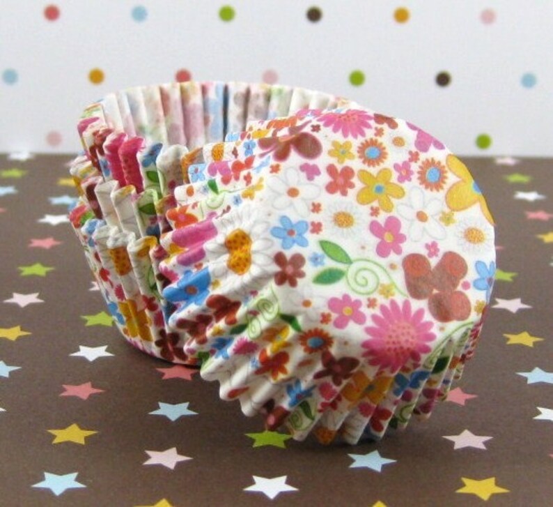 SALE Mini Floral Cupcake Liners Etsy
