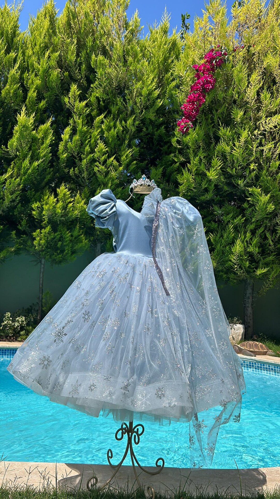 Custom Elsa Costume With Long Skirt, Puff Sleeves, Cape, and Crown 0-11 ...