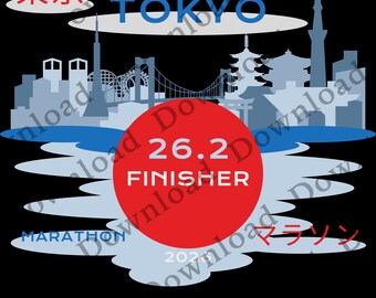 Afbeelding marathon Tokyo 2026 download: 3 png-bestanden met transparante achtergrond, sticker voor producten met lichte en donkere kleuren