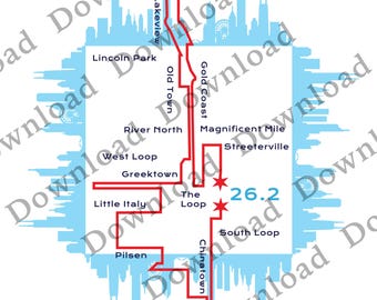 Stadsplan: afbeelding Chicago Marathon Download transparante sticker 4 png-bestanden voor producten met lichte en donkere kleuren