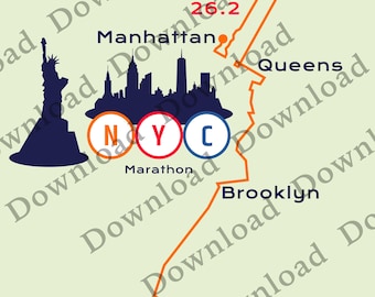 Stadsplattegrond: afbeelding Marathon van New York City Download transparant 3 png-sticker voor producten met lichte en donkere kleuren