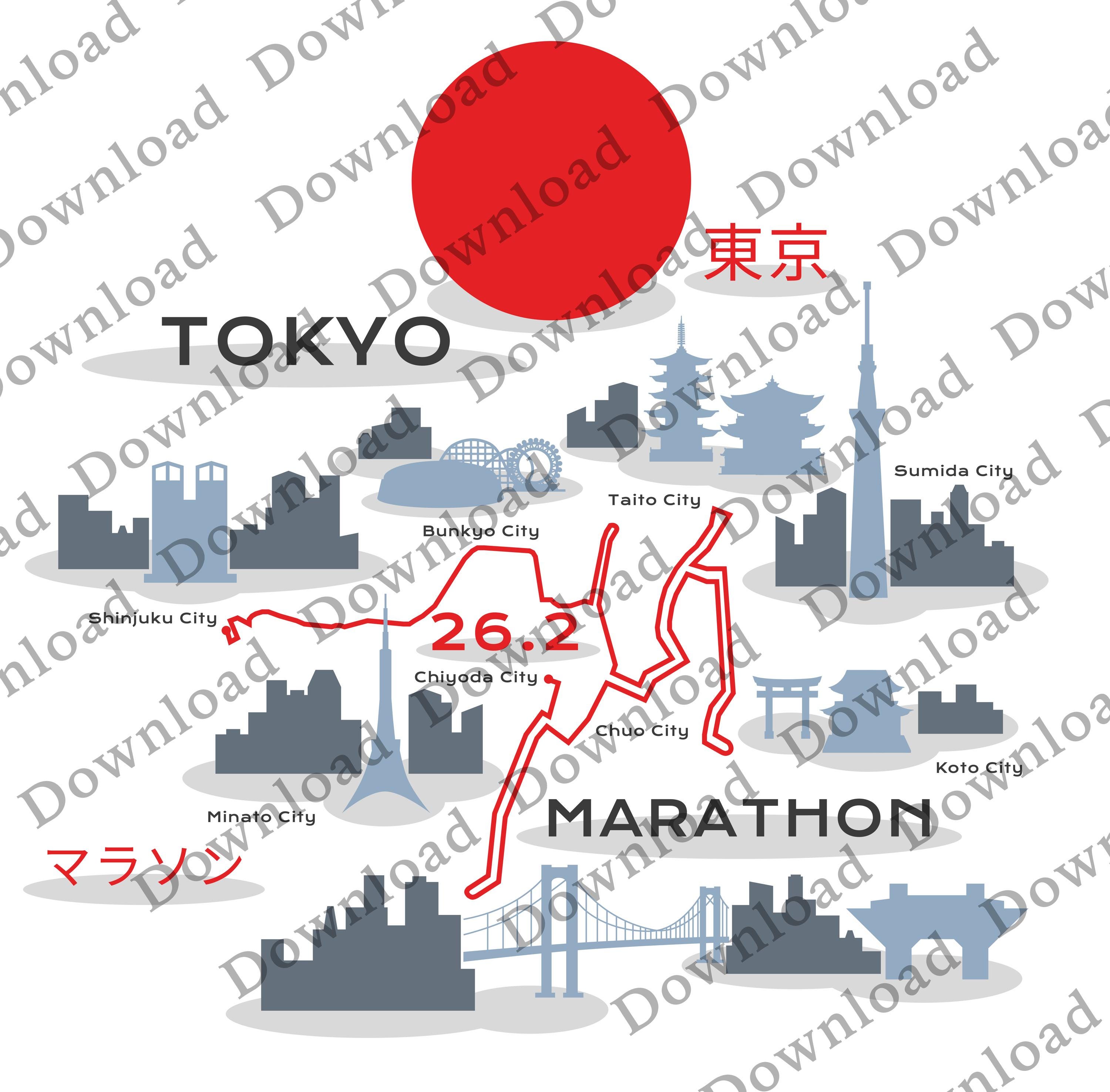 City Map Tokyo City 2026 Marathon Graphic Download 3 Pngs With Il Gnwb 