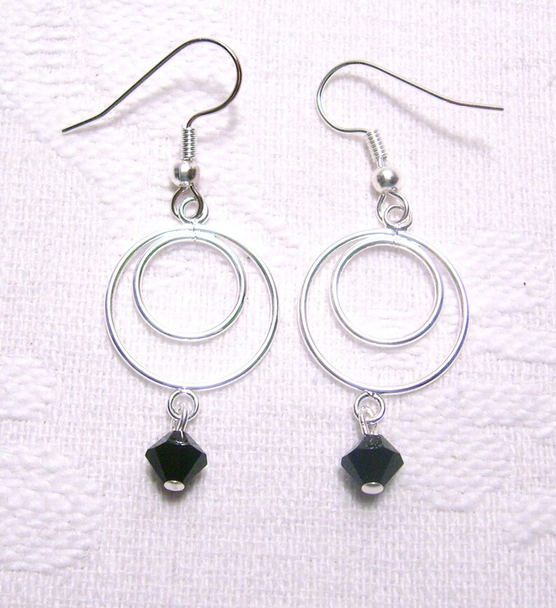 Gold Circle Pierced or Clip On Earrings with Crystals in 15 Color Choices