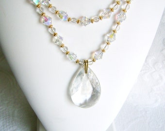 3 Piece Brides Crystal Teardrop Necklace, Bracelet, and Earring Set