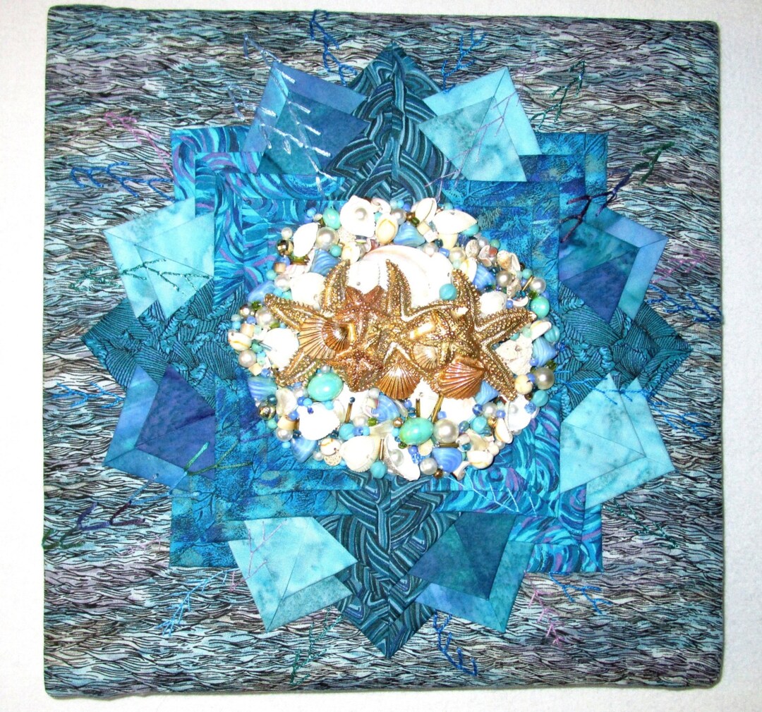 Jeweled Sea Wall Hanging 12x 12 Etsy España