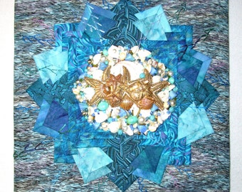 Jeweled Sea Wall Hanging, 12" x 12"