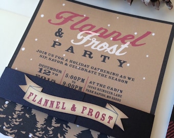 Plaid or Flannel Invitation // Flannel and Frost Invitation Set// Holiday Party Invite // Woodsy Invitation