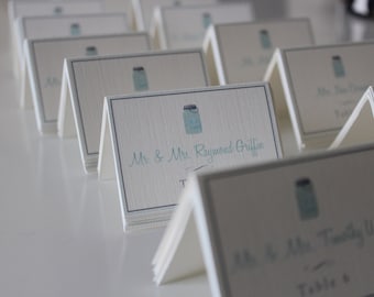 Mason Jar Wedding Placecards & Table number