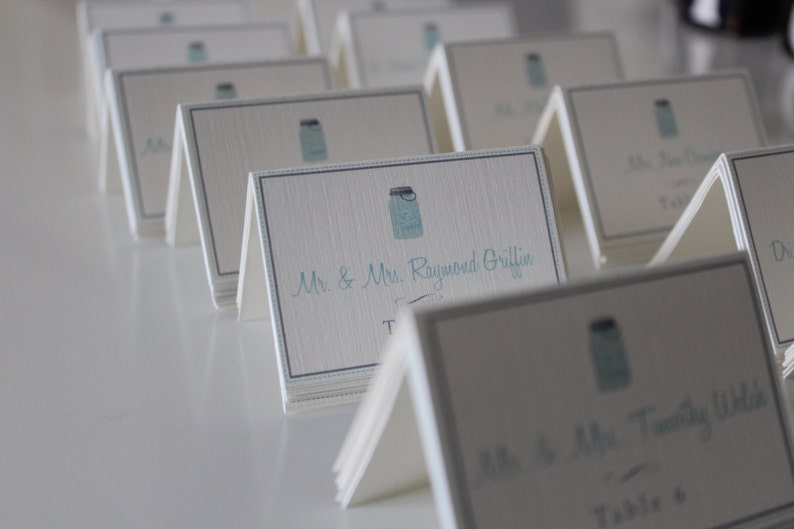 Mason Jar Wedding Placecards & Table number image 1