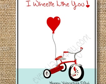 Digital File: Trike Personalized Valentines-Printable - Custom valentine cards for school