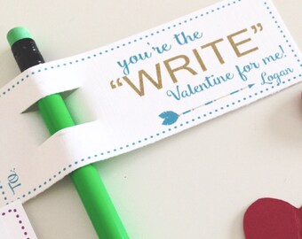 You're The WRITE Valentine Pencil Card Holder //  School Valentine Card // Printable Valentine card