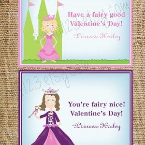 Princess Personalized Valentine's-Printable - Tarjetas de San Valentín personalizadas para la escuela