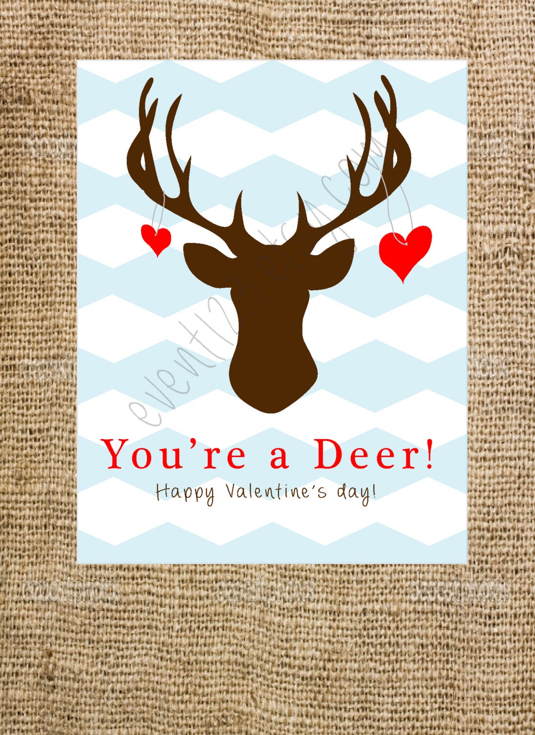Deer Personalized Valentines-printable Custom Valentine | Etsy
