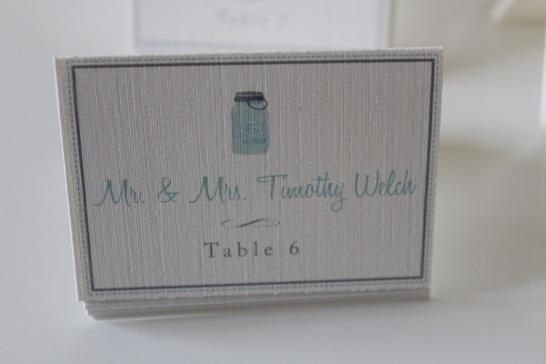 Mason Jar Wedding Placecards & Table number image 2