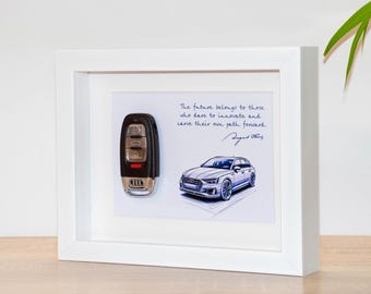 Audi Key Framed Decoration - Motivational August Horch Quote and Signature