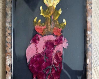Anatomical Heart Resin Trinket Tray | Elemental Series: Fire | Pressed Flower Art | Gothic Home Decor | Handmade