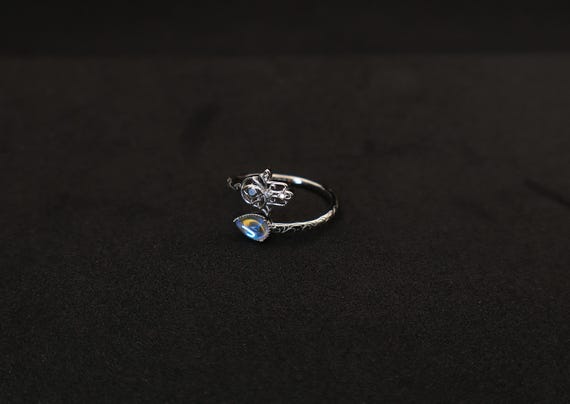 Sterling Silver Adjustable Ring | Opalite & Opal … - image 4