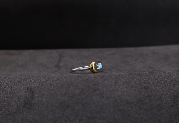 Adjustable Opal Ring • Sterling Silver with Gold … - image 3