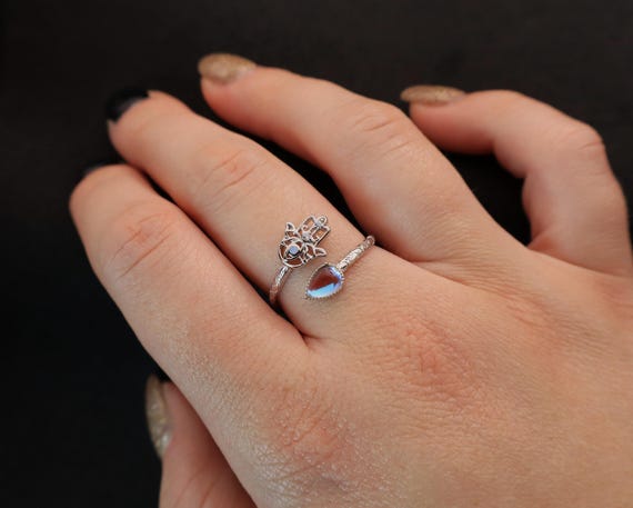 Sterling Silver Adjustable Ring | Opalite & Opal … - image 5