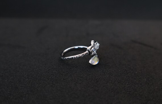 Sterling Silver Adjustable Ring | Opalite & Opal … - image 3