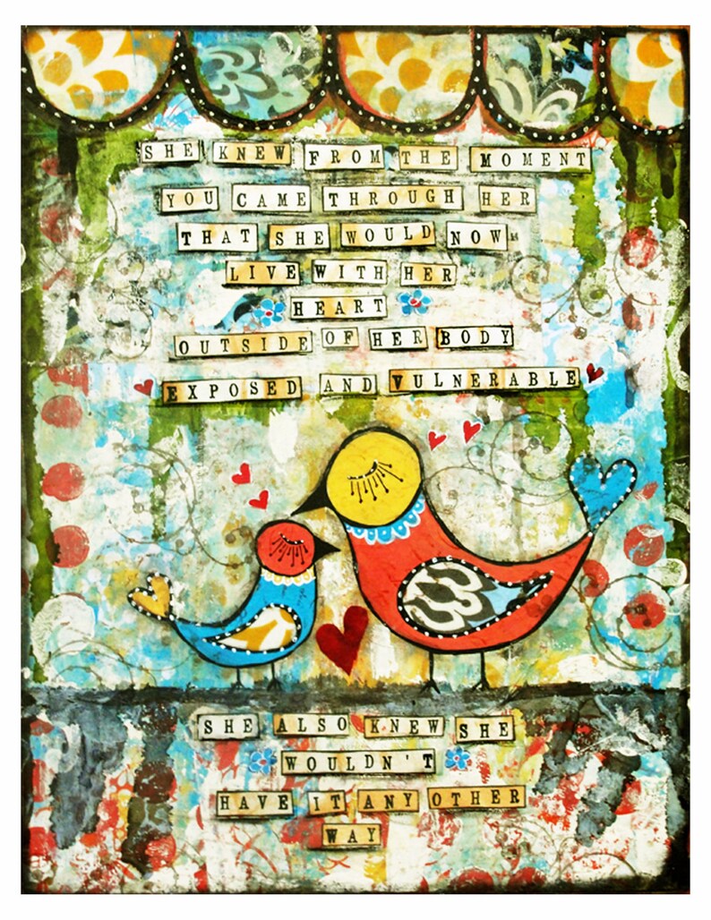 Motherhood Fine Art Print of Mixed Media painting image 0