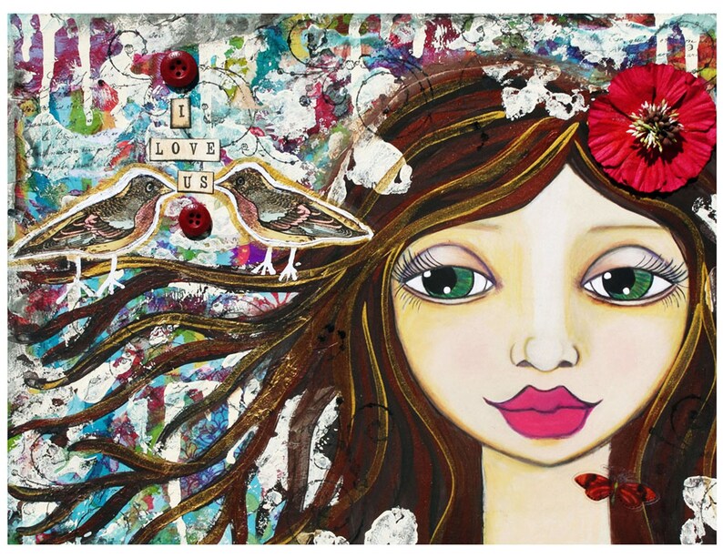 I Love Us Fine Art Print of Mixed Media painting image 0