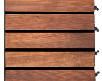 Tapete de madera termolaminada para sauna, ducha o jardín (330 x 330 mm)