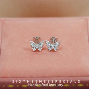 999 Fine Silver Butterfly Stud Earrings, Elegant and Minimalist Jewelry for Women