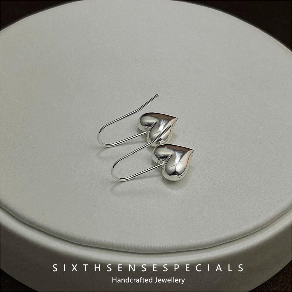 Orecchini A Cuore In Argento Sterling 925 Riciclati Fatti A Mano, Borchie 6mm. Orecchino E Set Di Anelli Opzione. Idea Regalo Di Compleanno. Minimalista. Varie Dimensioni. - Italia - Foto 6