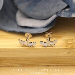 S925 Sterling Silver Mini Versatile Butterfly Earrings