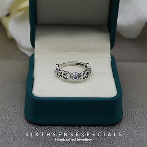 Anillo de plata de ley 925 con doble letra tailandesa, anillo de pétalos de marca de moda retro para mujer, tendencia de circonita, estilo hip-hop punk