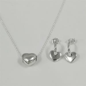 pandora Open Hoop Earrings & Be Love Engravable Small Heart Charm Necklaces set