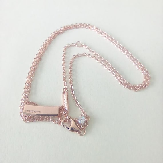 NEW Pandora Timeless Pavé Double-row Bar Collier Necklace 45CM