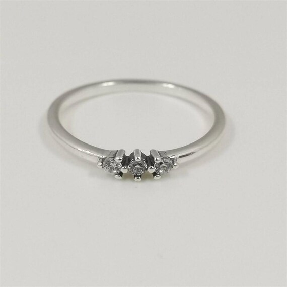 Pandora Era Silver Lab-grown Diamond Triple Stone Ring New