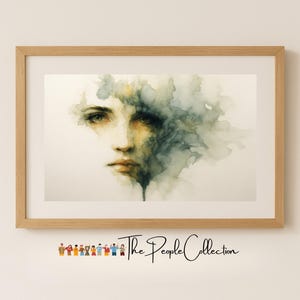 Watercolor Face digital art print for Living Room Digital Download By Framelyy